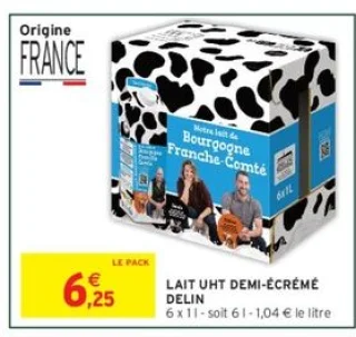 Lait UHT demi-écrémé Delin