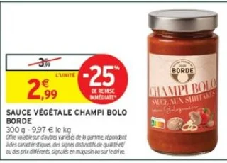 Sauce végétale Champi Bolo Borde