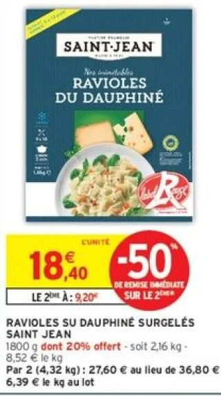 Ravioles du Dauphiné surgelés Saint Jean