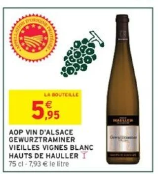 AOP Vin d'Alsace Gewurztraminer Vieilles Vignes Blanc Hauts de Hauller