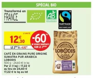 Café en grains Pure Origine Sumatra Pur Arabica Lobodis