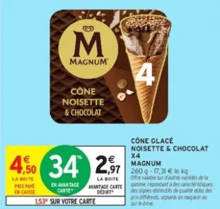 Cône glacé noisette & chocolat Magnum