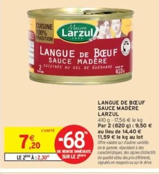 Langue de Bœuf sauce Madère Maison Larzul