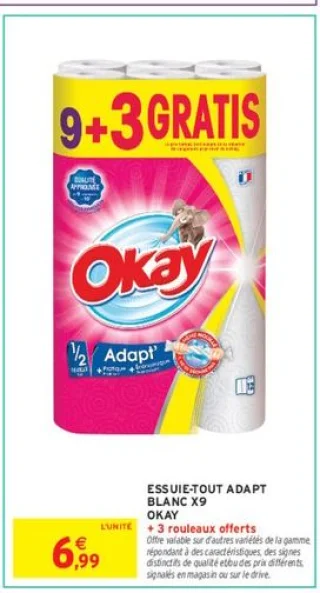 ESSUIE-TOUT ADAPT BLANC X9 OKAY + 3 rouleaux offerts