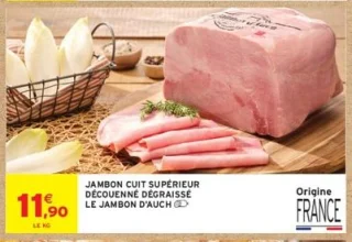 Jambon cuit supérieur découenné dégraissé Le Jambon d'Auch