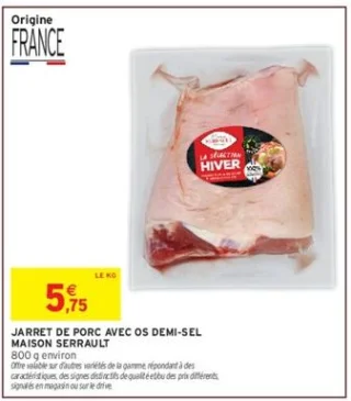 Jarret de porc avec os demi-sel Maison Serrault
