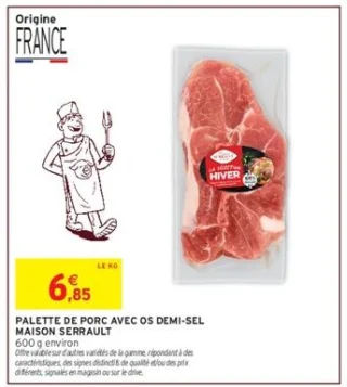 Palette de porc avec os demi-sel Maison Serrault