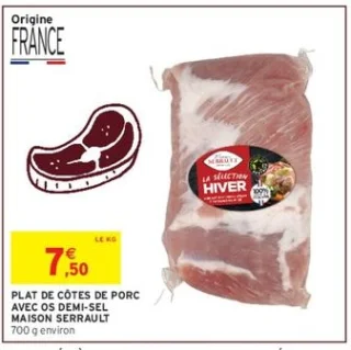 Plat de côtes de porc avec os demi-sel Maison Serrault