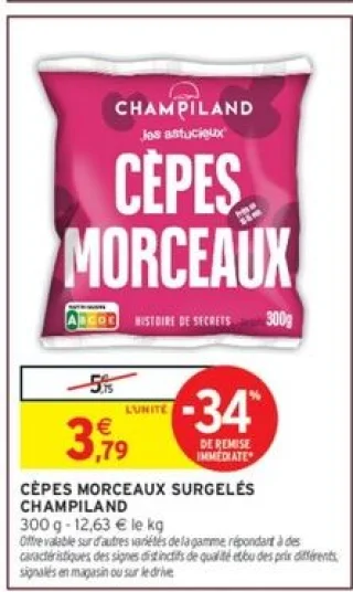 Cèpes morceaux surgelés Champiland