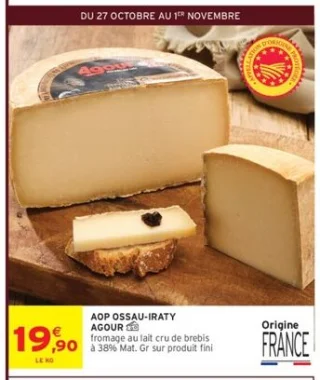 Fromage au lait cru de brebis AOP Ossau-Iraty Agour
