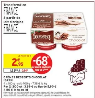 Crèmes desserts chocolat Ibaski