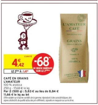 Café en grains 100% arabica L'Amateur Café