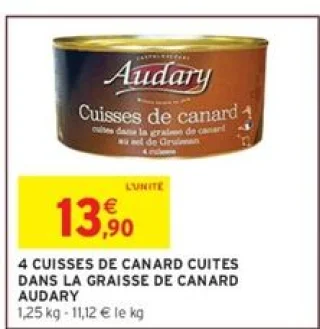 4 cuisses de canard cuites dans la graisse de canard Audary