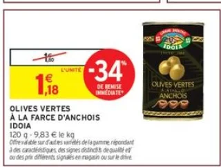 OLIVES VERTES À LA FARCE D'ANCHOIS IDOIA