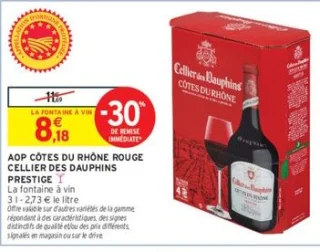 AOP Côtes du Rhône rouge Cellier des Dauphins Prestige en fontaine à vin