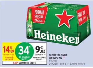 Bière blonde HEINEKEN 24x25cl
