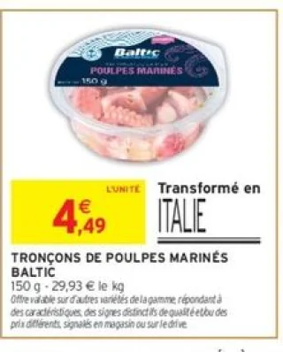 Tronçons de poulpes marinés Baltic