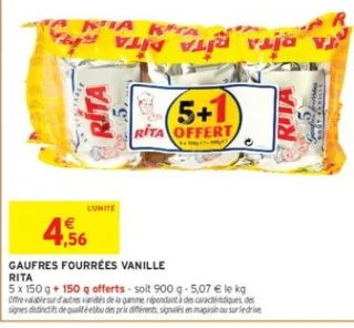 Gaufres fourrées vanille Rita