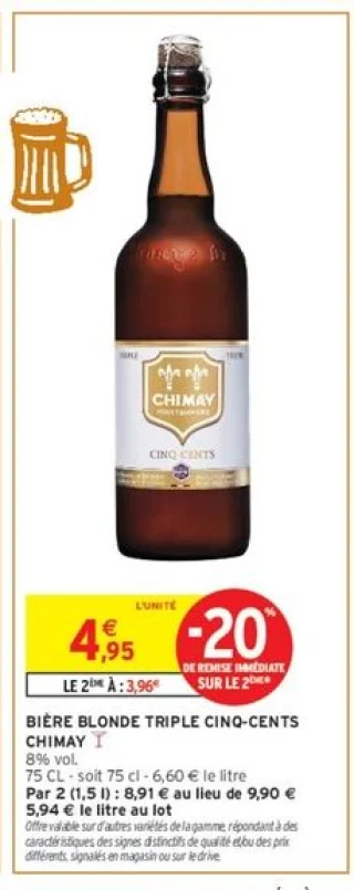 Bière blonde triple Cinq-Cents Chimay