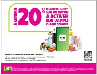 Avantage carte à minima 20% sur un rayon à activer sur l'appli Intermarché