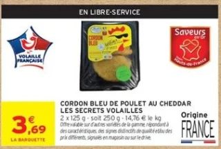 Cordon bleu de poulet au cheddar Les Secrets Volailles