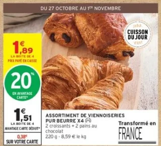 Assortiment de viennoiseries pur beurre x4