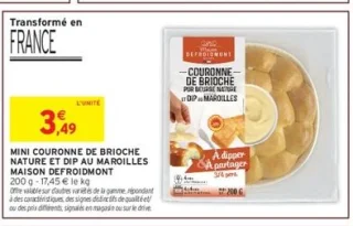 Mini couronne de brioche nature et dip au Maroilles Maison Defroidmont