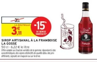 Sirop artisanal à la framboise La Gosse