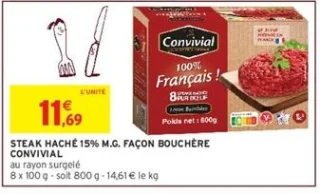 STEAK HACHÉ 15% M.G. FAÇON BOUCHÈRE CONVIVIAL