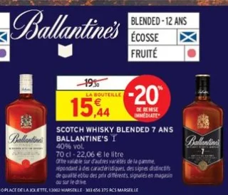 Scotch whisky blended 7 ans Ballantine's