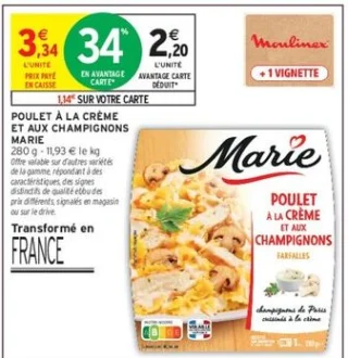 POULET À LA CRÈME ET AUX CHAMPIGNONS MARIE
