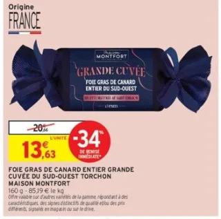 FOIE GRAS DE CANARD ENTIER GRANDE CUVÉE DU SUD-OUEST TORCHON MAISON MONTFORT