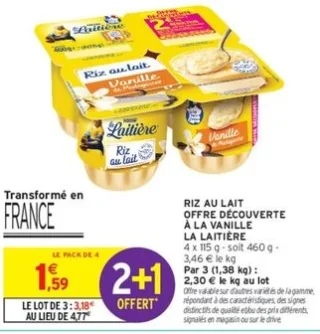 Riz au lait offre découverte à la vanille La Laitière