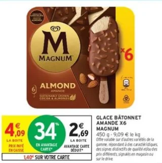 Glace bâtonnet amande x6 Magnum