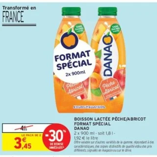 Boisson lactée pêche/abricot format spécial Danao