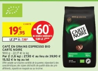 Café en grains Espresso Bio Carte Noire