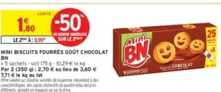 Mini biscuits fourrés goût chocolat BN
