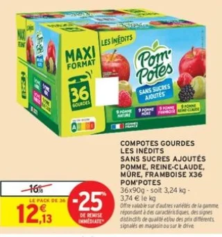 Compotes gourdes Les Inédits sans sucres ajoutés Pom'Potes