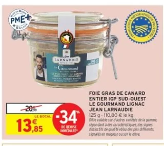FOIE GRAS DE CANARD ENTIER IGP SUD-OUEST LE GOURMAND LIGNAC JEAN LARNAUDIE
