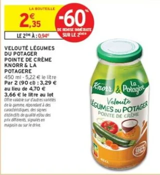 VELOUTÉ LÉGUMES DU POTAGER POINTE DE CRÈME KNORR & LA POTAGERE