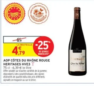 AOP Côtes du Rhône rouge Heritages HVE3