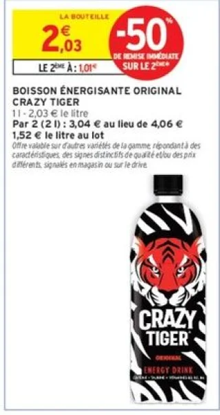 BOISSON ÉNERGISANTE ORIGINAL CRAZY TIGER