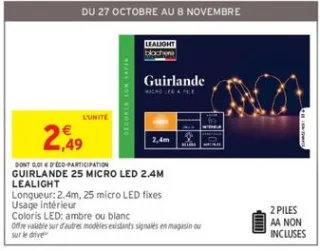 Guirlande 25 micro LED 2.4m Lealight