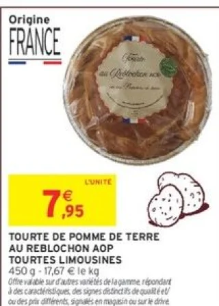 Tourte de pomme de terre au Reblochon AOP Tourtes Limousines