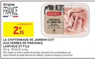 La chiffonnade de jambon cuit aux herbes de Provence Lartigue et Fils