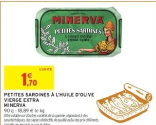 Petites sardines à l'huile d'olive vierge extra Minerva