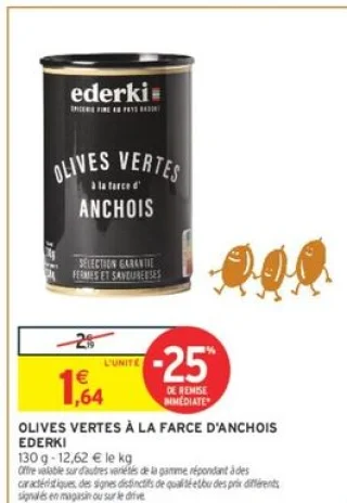 Olives vertes à la farce d'anchois Ederki