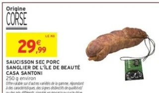 Saucisson sec porc sanglier de l'Île de Beauté Casa Santoni