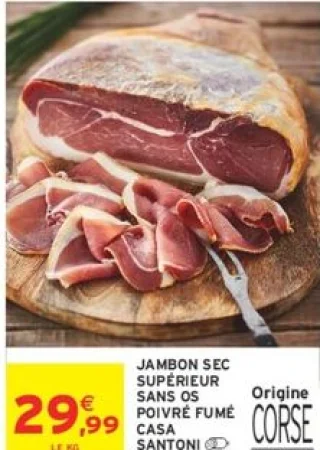 Jambon sec supérieur sans os poivré fumé Casa Santoni