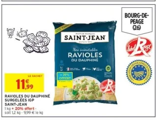Ravioles du Dauphiné surgelées IGP Saint-Jean